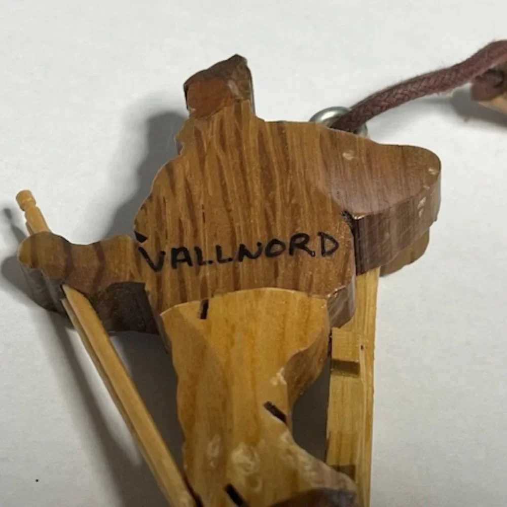 Vallnord, Andorra Rustic Wooden Skier Key Holder Backpack Accessory 3